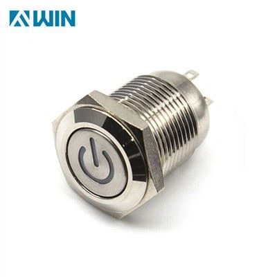 Botwm Gwthio Metel Goleuedig Pŵer 16MM