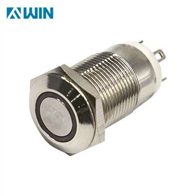 Switsh Botwm Gwthio Metel Cylch 4 Pin 12MM